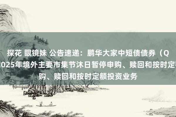 探花 眼镜妹 公告速递：鹏华大家中短债债券（QDII）基金2025年境外主要市集节沐日暂停申购、赎回和按时定额投资业务